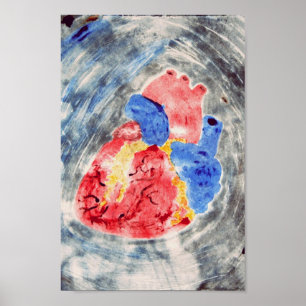 Anatomical Heart Monotype Poster