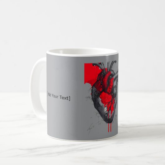 Anatomical Heart Sketch Trash Polka Art Mug Kaffeetasse (Vorderseite Links)