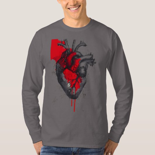 Anatomical Heart Trash Polka Art Long Sleeve T-Shirt (Vorderseite)