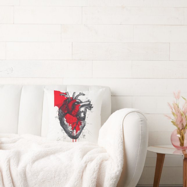 Anatomical Heart Trash Polka Art Pillow Kissen (Liege)