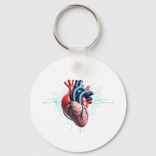 Anatomical Heart with EKG - Medical Art Design Schlüsselanhänger