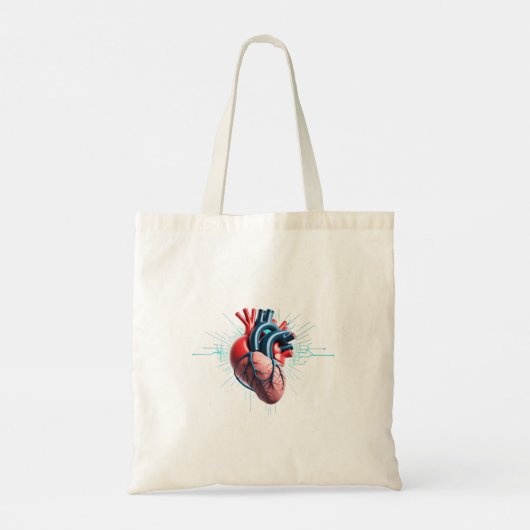 Anatomical Heart with EKG - Medical Art Design Tragetasche (Rückseite)
