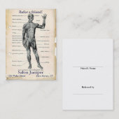 Anatomie Anteriore Vintag Zeichnend Empfehlungskarte (Vorne/Hinten)