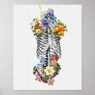Anatomie Art Print Skeleton Blume   Medizinische M Poster