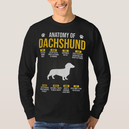 Anatomie der Dackel Hund Lover T-Shirt (Vorderseite)