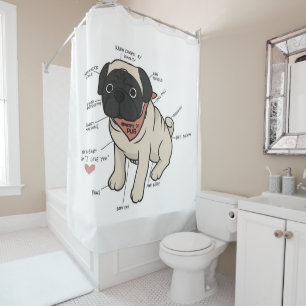 Anatomie der Hundekarte des Mops Duschvorhang