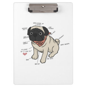 Anatomie der Hundekarte des Mops Klemmbrett