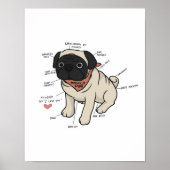 Anatomie der Hundekarte des Mops Poster (Vorne)