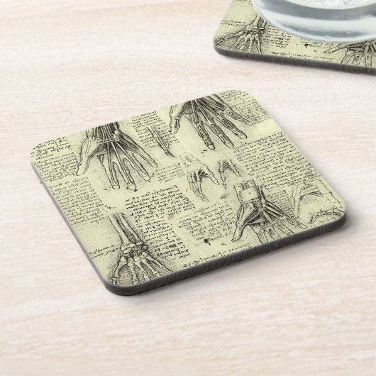 Anatomie der menschlichen Hand durch Leonardo da V Getränkeuntersetzer (Linke Seite)