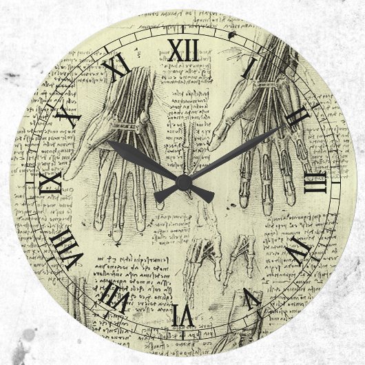 Anatomie der menschlichen Hand durch Leonardo da V Große Wanduhr