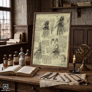Anatomie der menschlichen Hand durch Leonardo da V Poster