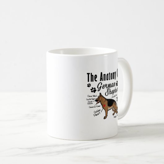 Anatomie der Schäferhund-Tasse Kaffeetasse (VorderseiteRechts)
