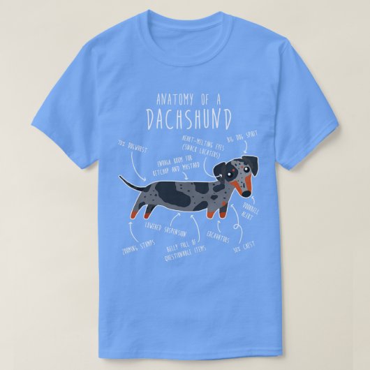 Anatomie des Blauen Apfels Dackel Hund T-Shirt (Design vorne)