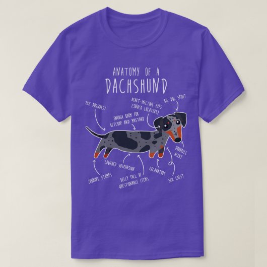 Anatomie des Blauen Apfels Dackel Hund T-Shirt (Design vorne)