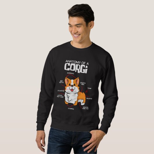 Anatomie des Corgi Hundes Sweatshirt (Vorne ganz)