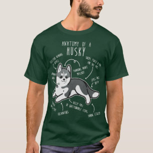 Anatomie des grauen sibirischen Husky-Hundes T-Shirt