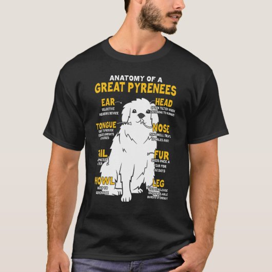 Anatomie des großen Pyrenäenhundes T-Shirt (Vorderseite)