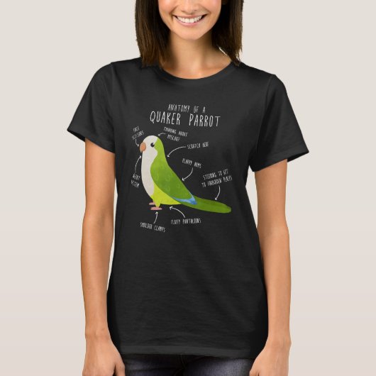 Anatomie des grünen Quakers, Niedlicher Funny Pet T-Shirt (Vorderseite)