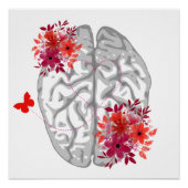 Anatomie des menschlichen Gehirns mit roten Blume Poster (Vorderseite)