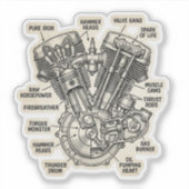 Anatomie des V-Twin Motorrad Bikers Sticker (Vorderseite)