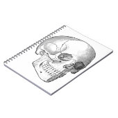Anatomie des Vintagen Schädels, zeichnend monochro Notizblock (Linke Seite)