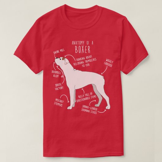 Anatomie des weißen Karos Boxer Hund 1 T-Shirt (Design vorne)