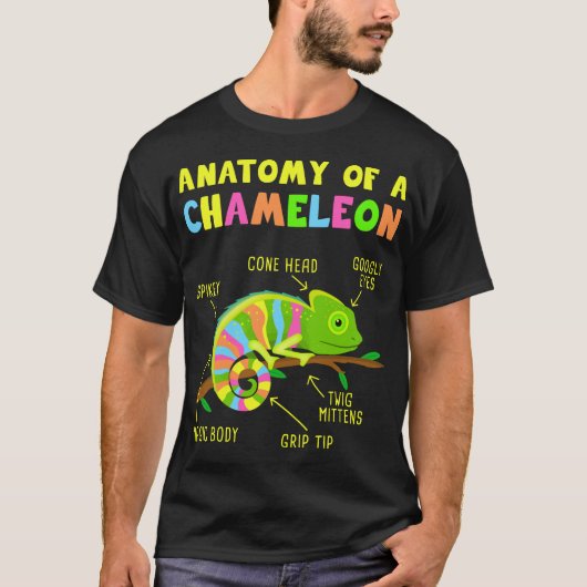 Anatomie einer Chameleon Lizard Reptiles T-Shirt (Vorderseite)