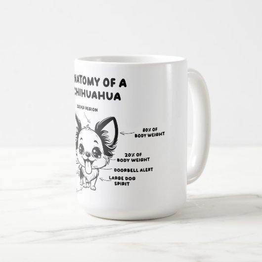 Anatomie einer Chihuahua Funny Dog Jumbo-Tasse Kaffeetasse (VorderseiteRechts)