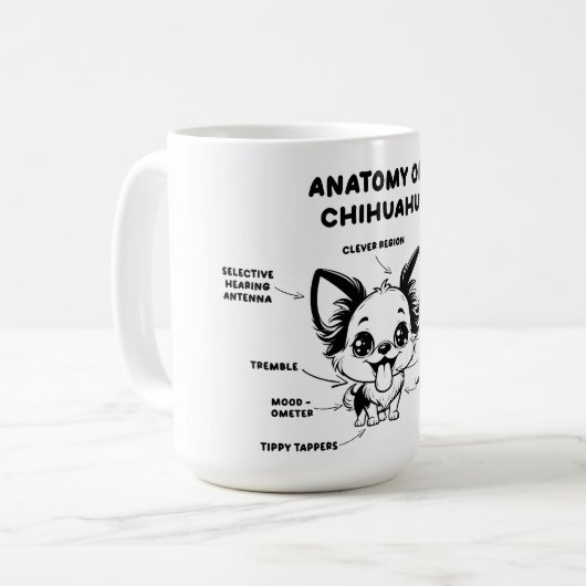 Anatomie einer Chihuahua Funny Dog Jumbo-Tasse Kaffeetasse (Vorderseite Links)