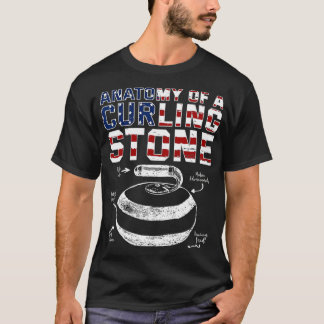 Anatomie einer Curling Stone American Flag USA T-Shirt