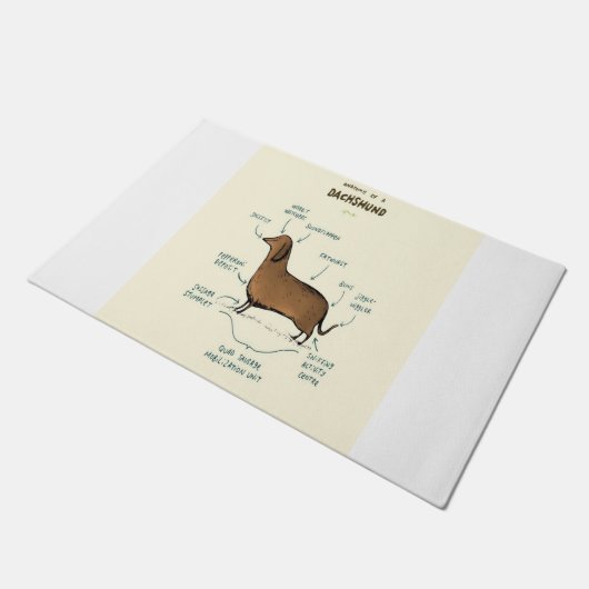 Anatomie einer Dackel| Dackel Hundeliebhaber Fußmatte (Schrägansicht)