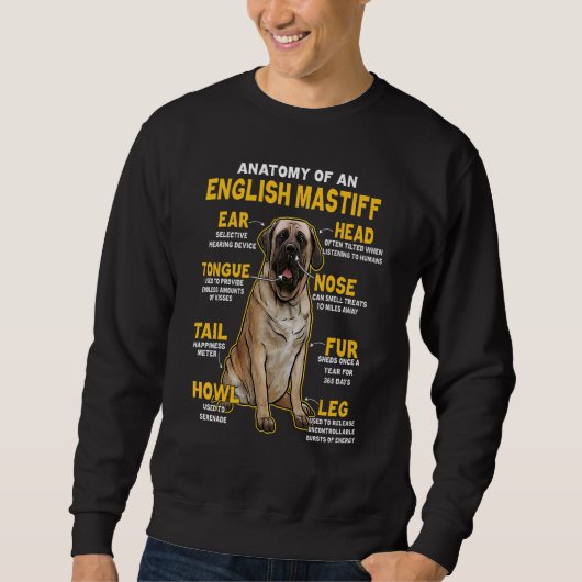 Anatomie einer englischen Mastiff-Dogge Sweatshirt (Vorderseite)