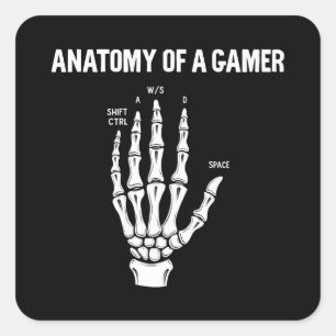 Anatomie einer Gamer Skeleton-Hand Quadratischer Aufkleber
