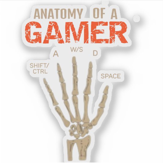 Anatomie einer Gamer Skeleton Hand Tastatur Aufkleber (Vorderseite)