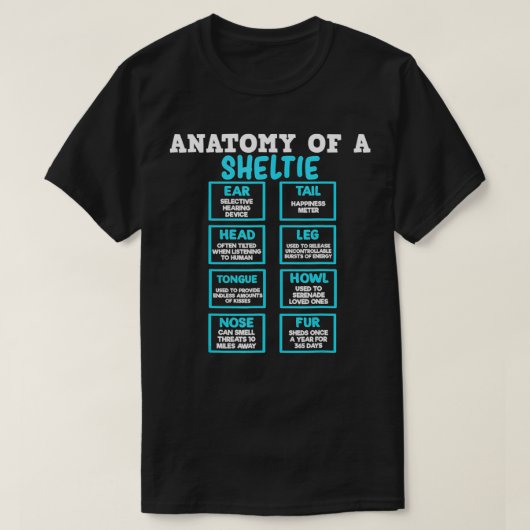 Anatomie einer Sheltie Dragon-Kugel japanisch T-Shirt (Design vorne)