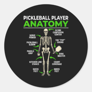 Anatomie einer weiblichen Pickleball-Spielerin lus Runder Aufkleber