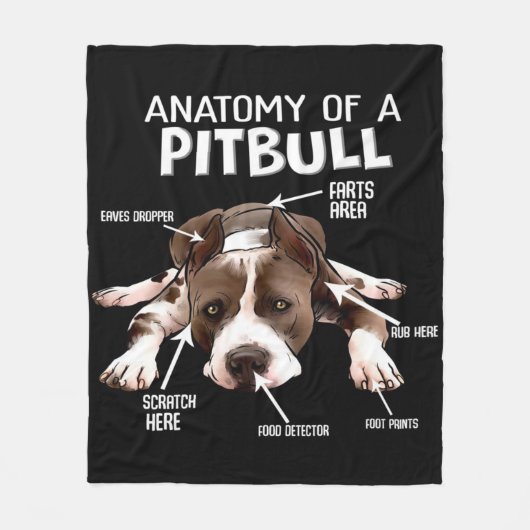 Anatomie eines amerikanischen Pitbulls Fleecedecke (Vorderseite)