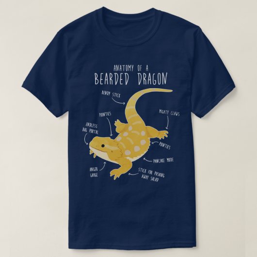 Anatomie eines bärtigen Drachen T-Shirt (Design vorne)