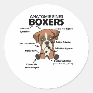Anatomie eines Boxer Sweet Dog Welpen Runder Aufkleber