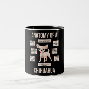 Anatomie eines chihuahua-lustigen Welpengeschenks Zweifarbige Tasse