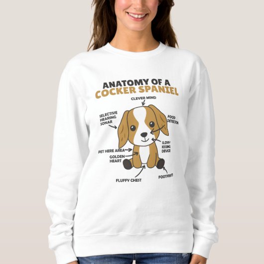 Anatomie eines Cocker Spanel Niedlich Hunde Welpe Sweatshirt (Vorderseite)