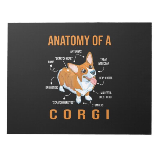 Anatomie eines Corgi Funny Dog Notizblock (Vorderseite)