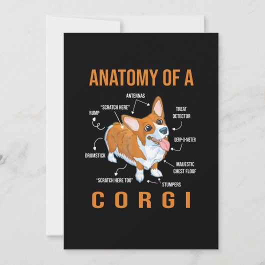 Anatomie eines Corgi Funny Dog Save The Date (Vorderseite)