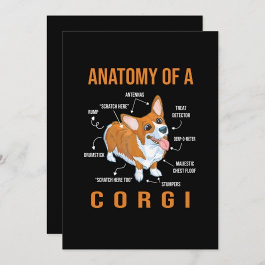 Anatomie eines Corgi Funny Dog Save The Date (Vorne/Hinten)