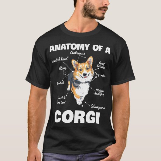 Anatomie eines Corgis Hund T-Shirt (Vorderseite)
