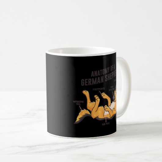 Anatomie eines deutschen Hirten Funny Dog Lover Kaffeetasse (VorderseiteRechts)