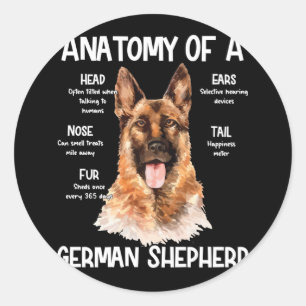 Anatomie eines deutschen Hirten für Hundeliebhaber Runder Aufkleber