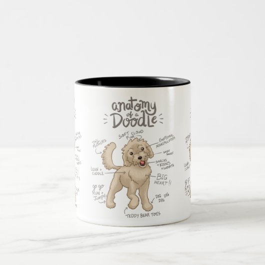 Anatomie eines Doodle Hundes Zweifarbige Tasse (Mittel)