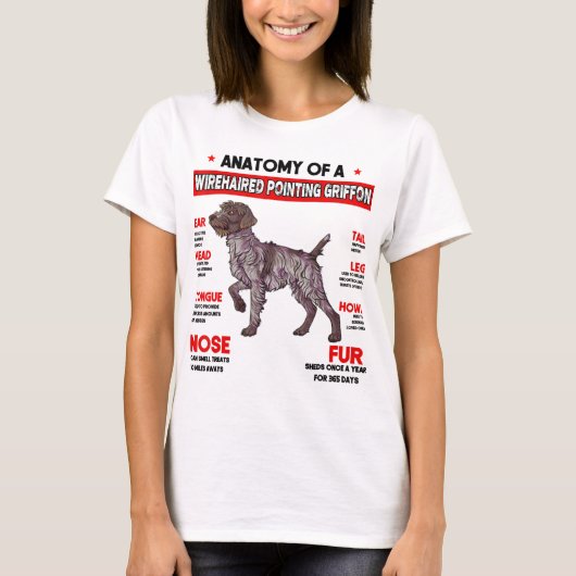 Anatomie eines Drahthaars, das Griffon Hund T Shi T-Shirt (Vorderseite)