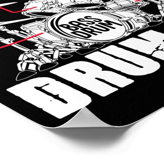 Anatomie eines Drum Set Drummer Musician Drumstick Poster (Ecke)